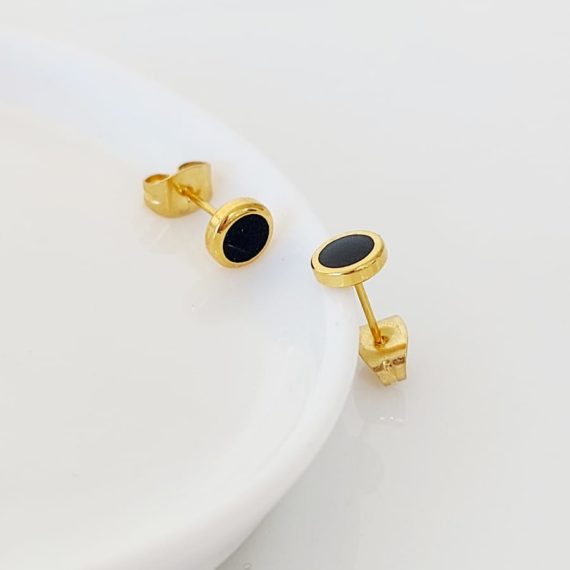 ARETES STUD REDONDO NEGRO