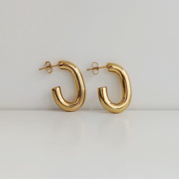 ARETES STUD MEDIA ARRACADA CHUNKY DORADA