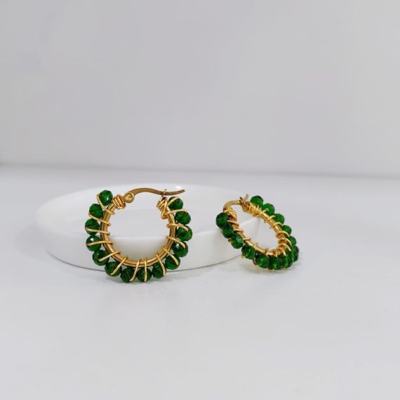 ARETES CON PERLAS VERDES