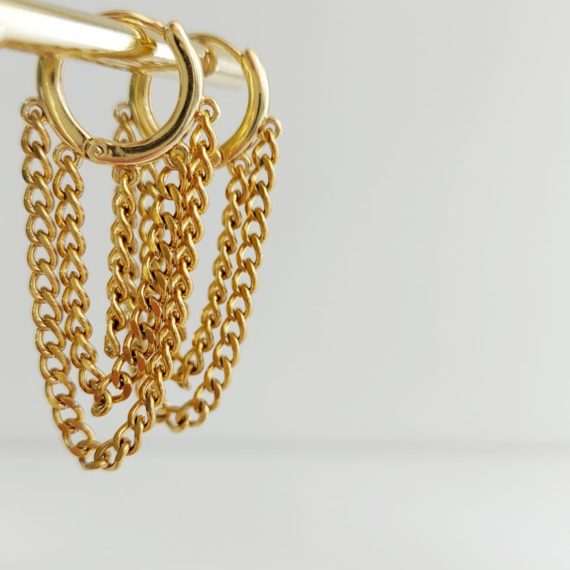 ARETES CADENAS COLGANDO DORADA