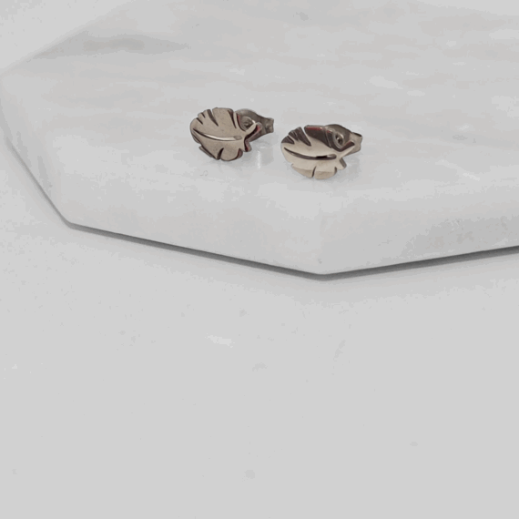 ARETES STUD HOJA PLATA