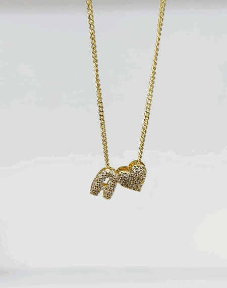 COLLAR INICIAL Y CORAZON ZIRCONIA