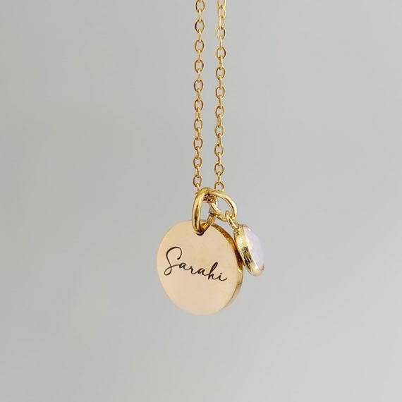 COLLAR PLACA REDONDA PERSONALIZADA MES DE NACIMIENTO