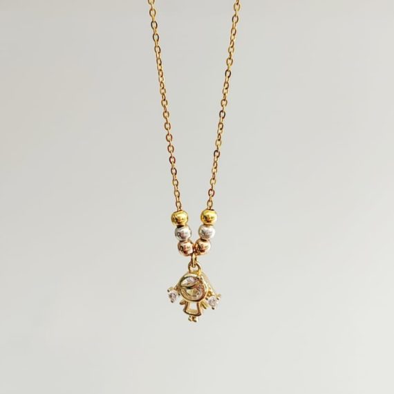 COLLAR DIJE NIÑO CON BOLITAS COMBINADAS