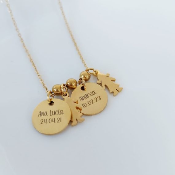 COLLAR NIÑOS CON PLACA REDONDA PERSONALIZADA
