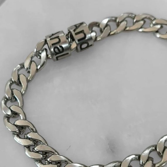 PULSERA CADENA CON AROS COLOR PLATA PERSONALIZADOS