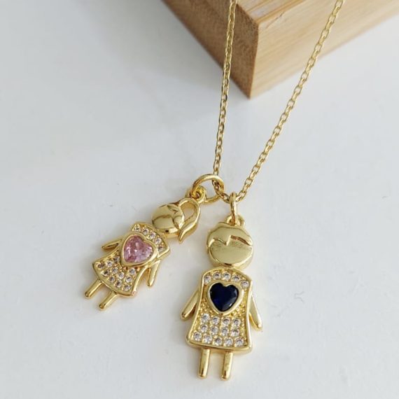 COLLAR NIÑOS CON CORAZONES DE COLORES