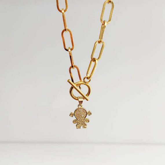 COLLAR CADENA ALARGADA CON NIÑOS ZIRCONIA