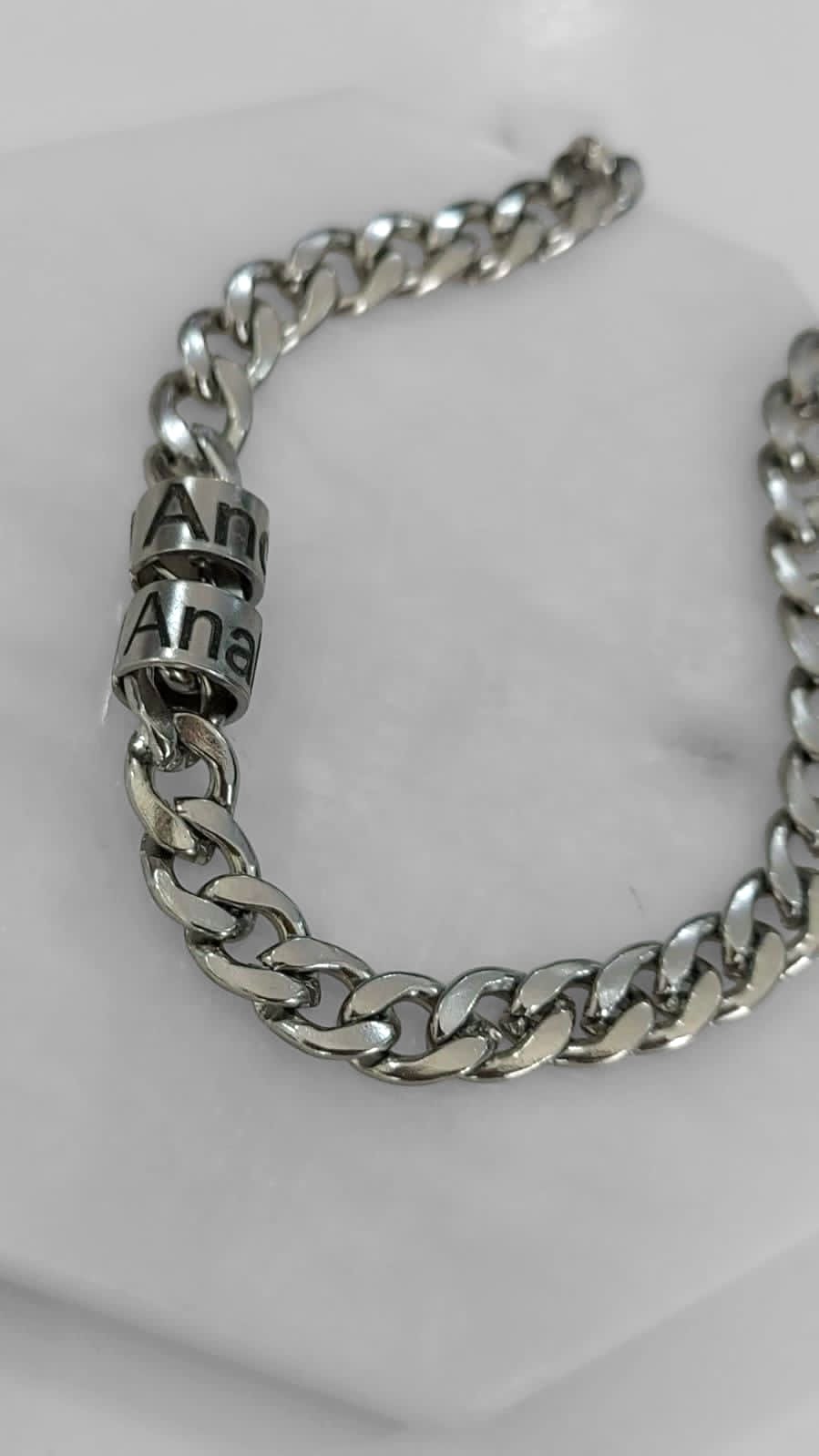 PULSERA CADENA CON AROS COLOR PLATA PERSONALIZADOS - Image 3