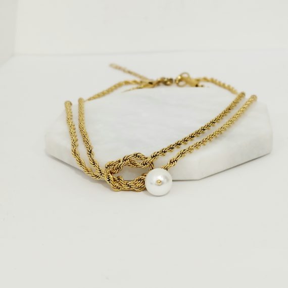 COLLAR NUDO CON PERLA COLGANTE