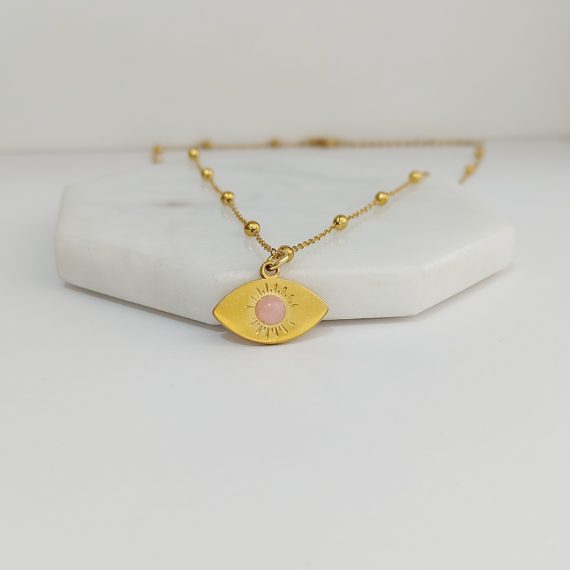 COLLAR DIJE OJO CENTRO ROSA