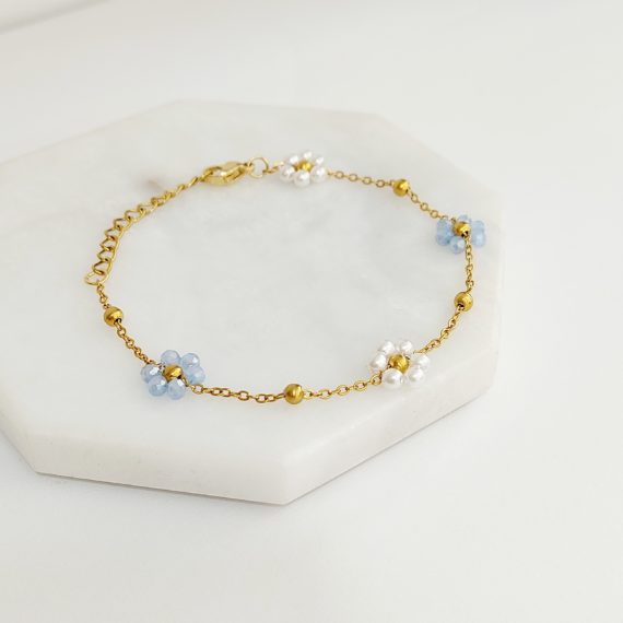 PULSERA CON FLORES CRISTAL