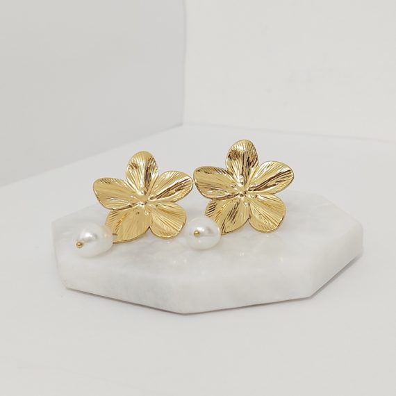 ARETES FLOR Y PERLA
