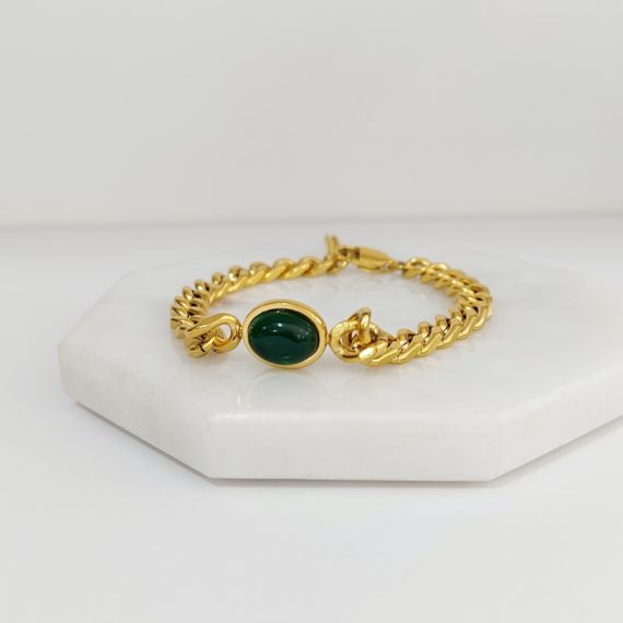 PULSERA CHUNKY CON OVALO VERDE