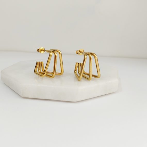 ARETES MEDIO CUADRADO TRIPLE