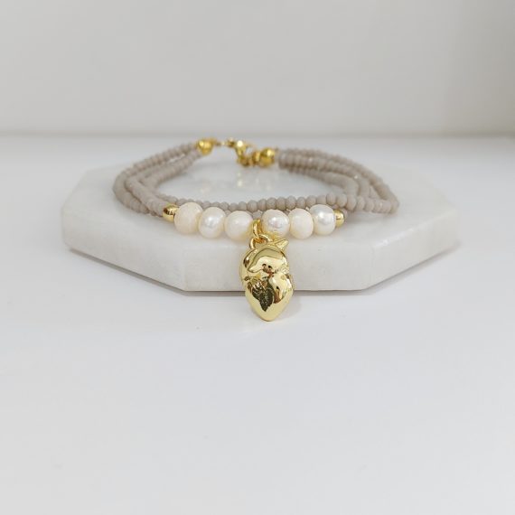 PULSERA TRIPLE CRISTAL CHECO BEIGE