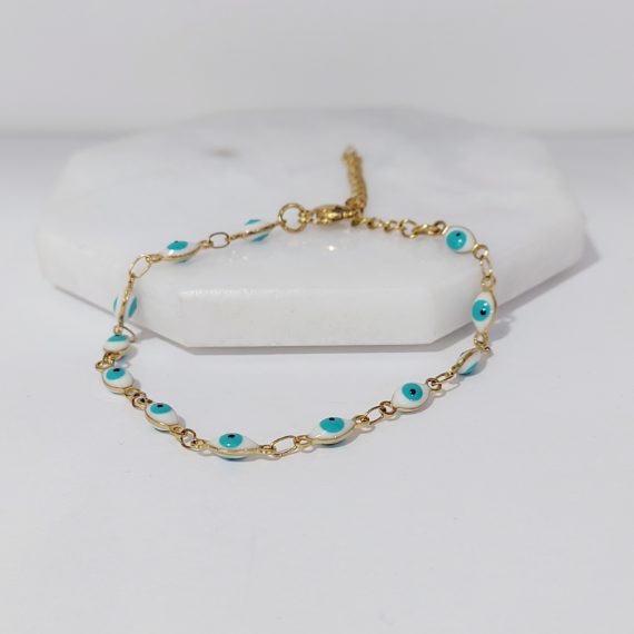 PULSERA OJO TURCO BLANCO OVALADO