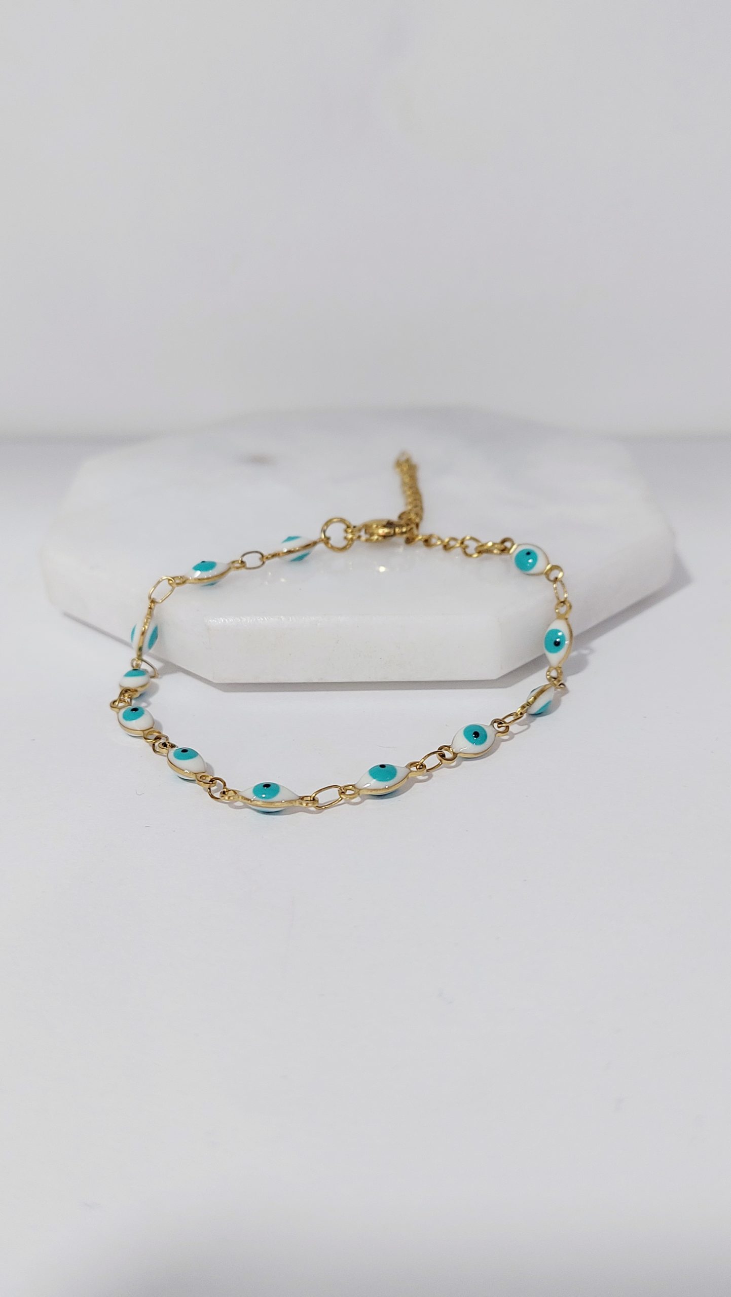 PULSERA OJO TURCO BLANCO OVALADO