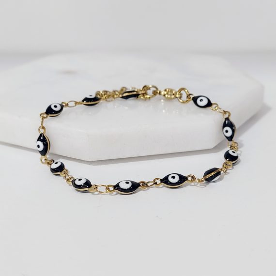PULSERA OJO TURCO NEGRO OVALADO