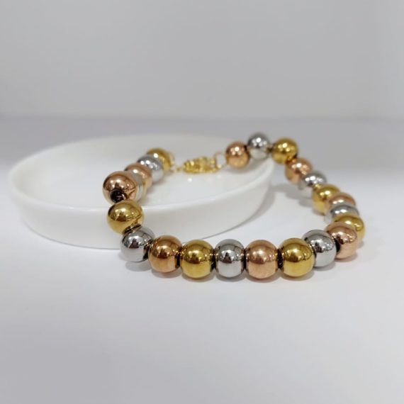 PULSERA BOLITAS BICOLOR