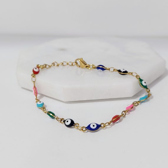 PULSERA OJITOS OVALADOS DE COLORES