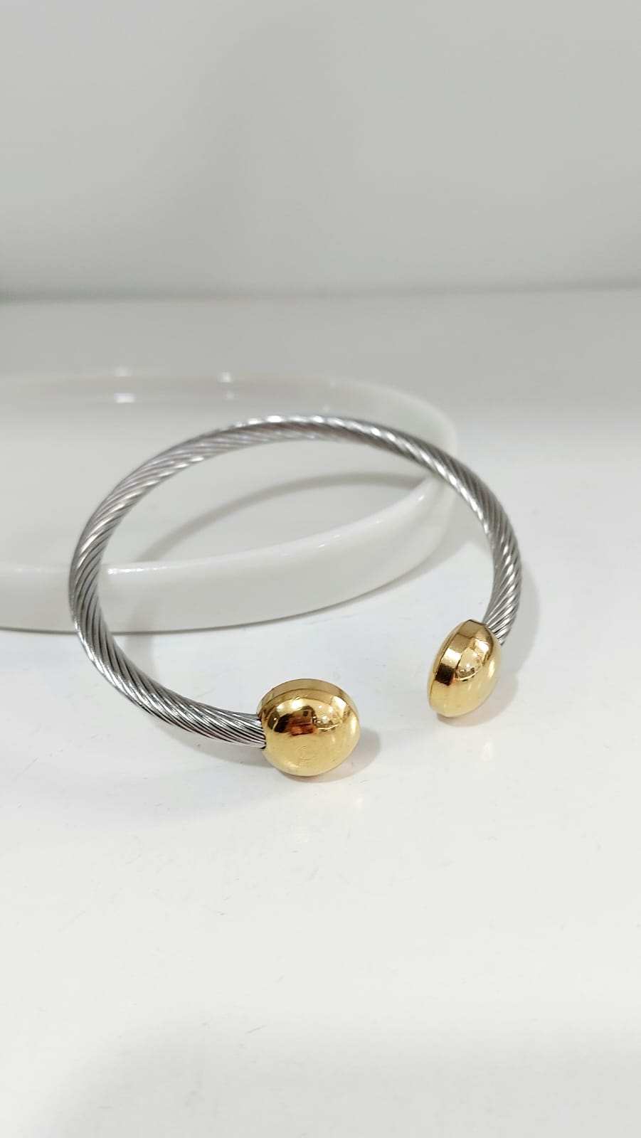 BRAZALETE PLATA CON BOLA DORADA