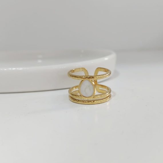 ANILLO DOBLE CON PIEDRA BLANCA