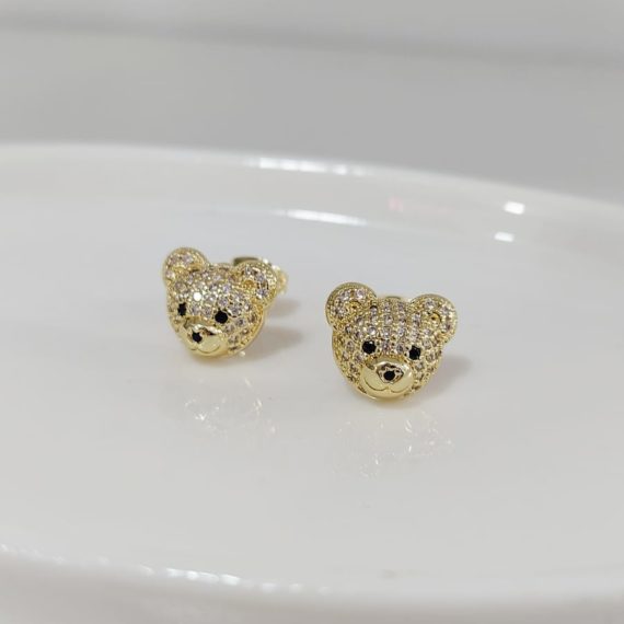 ARETES STUD BEAR HEAD ZIRCONIAS