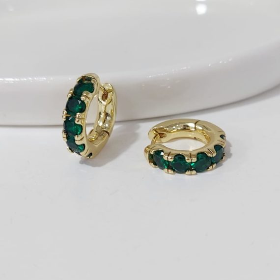 ARETES HOOPS CON CRISTALES VERDES