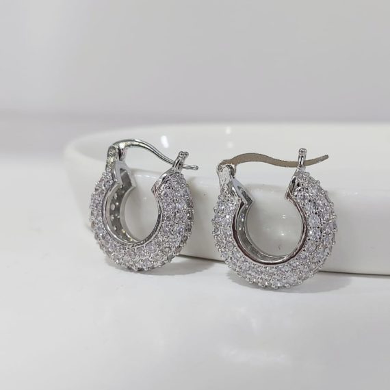 ARETES HOOPS ZIRCONIAS PLATA
