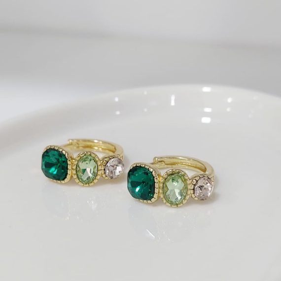 ARETES HOOPS TRIPLE CIRCULO VERDES