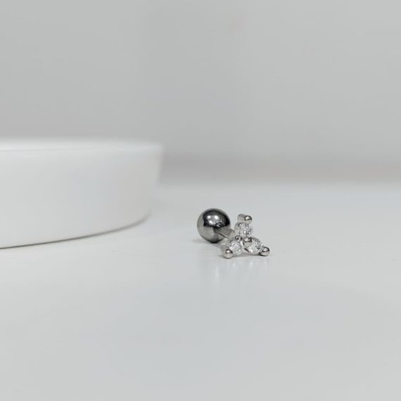 PIERCING STUD 3 BOLITAS CON ZIRCONIAS