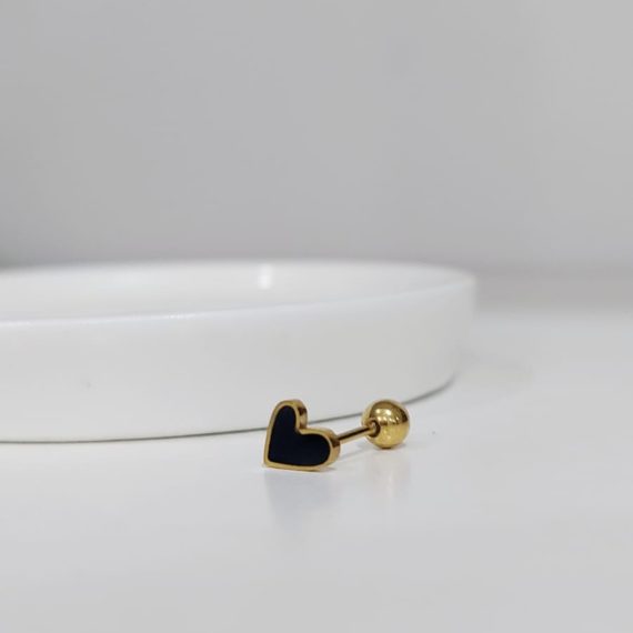 PIERCING STUD CORAZÓN INTERIOR NEGRO