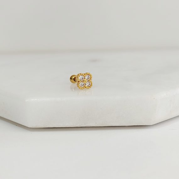 PIERCING TREBOL CRISTAL BLANCO