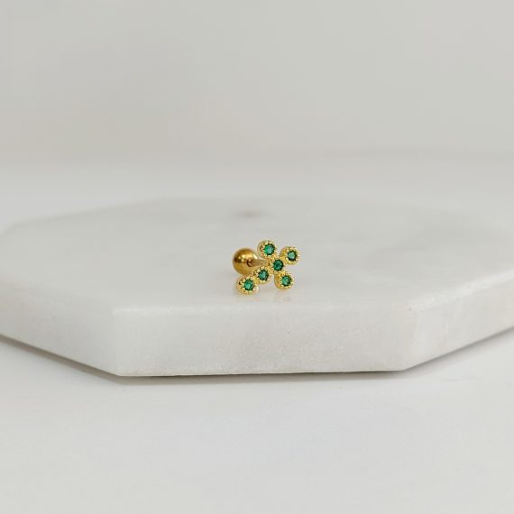 PIERCING CRUZ CRISTAL VERDE