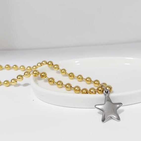 COLLAR BOLAS CON DIJE DE ESTRELLA CHUNKY