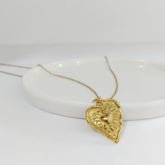 COLLAR CADENA DELGADA CIRCULO Y CORAZON