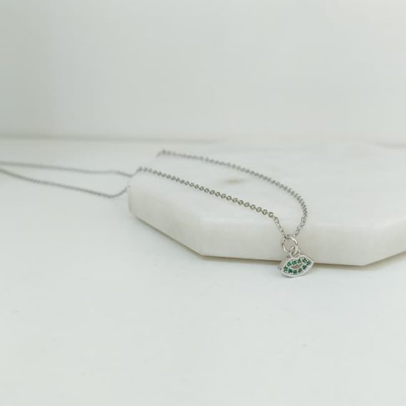COLLAR DIJE MINI LIPS ZIRCONIA PLATA