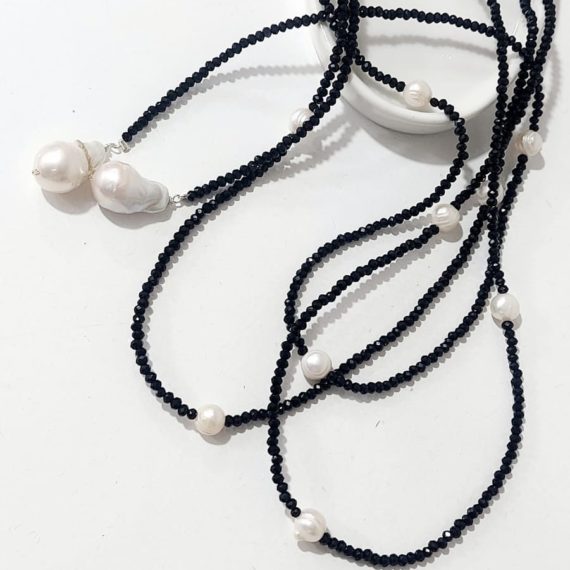 COLLAR CORBATIN CRISTAL CHECO NEGRO