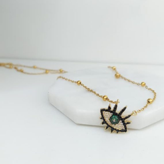 COLLAR OJO NEGRO PESTAÑAS ZIRCONIAS