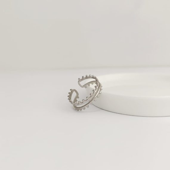 ANILLO DOBLE BOLITAS MINI PLATA