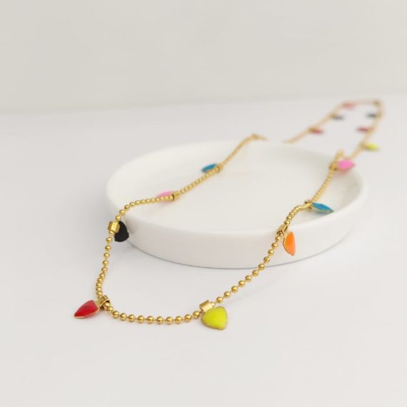 COLLAR BOLITAS CORAZON COLORES