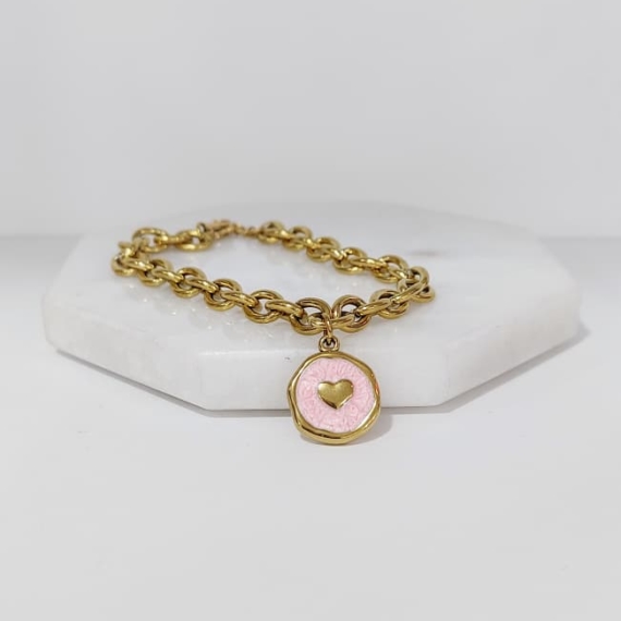 PULSERA CHUNKY CON DIJE ENAMEL CORAZÓN