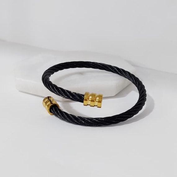 PULSERA BANGLE NEGRO CON ORILLAS