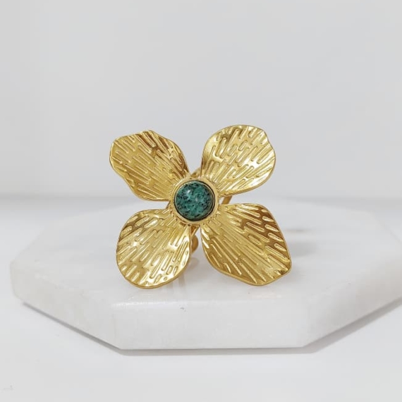 ANILLO FLOR CENTRO VERDE