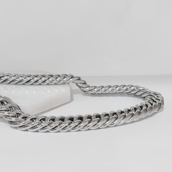 COLLAR CHUNKY 40 X 1.9 CM PLATA