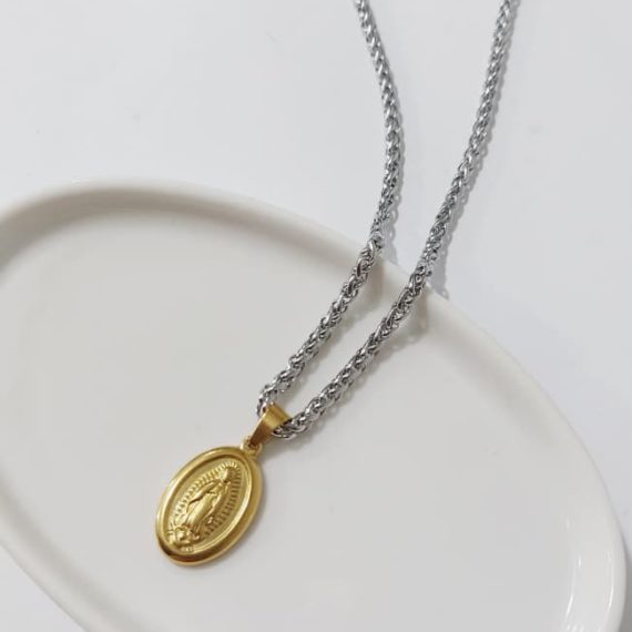 COLLAR BICOLOR DE VIRGEN PLATA