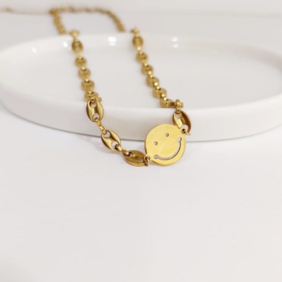 COLLAR CARA FELIZ DORADO