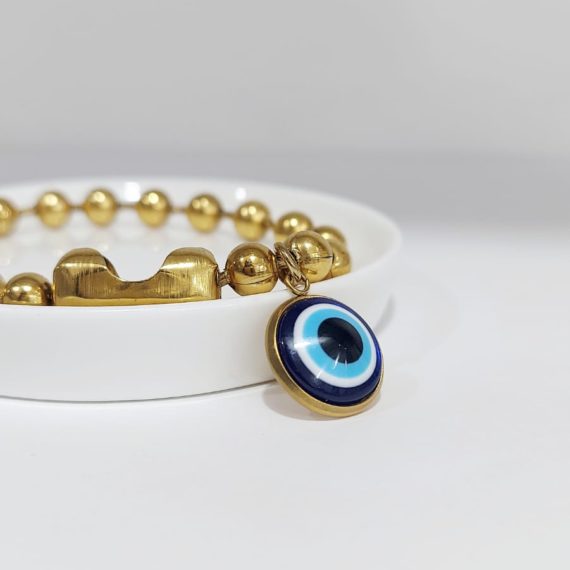PULSERA  OJO TURCO DORADO
