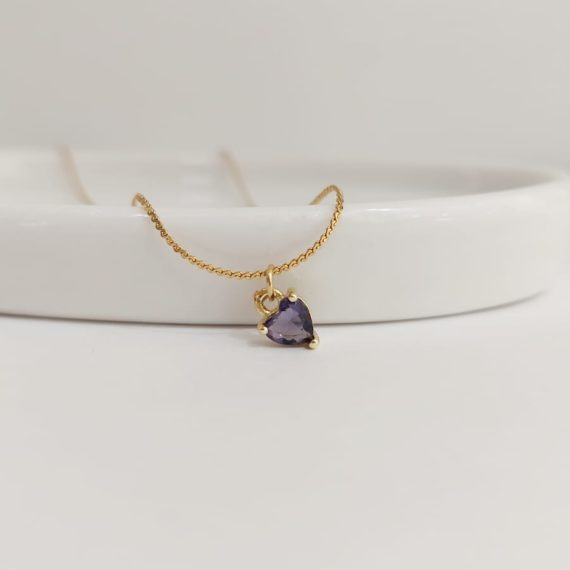 COLLAR CORAZÓNCITOS MINI CRISTAL LILA